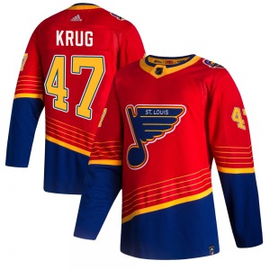 Adult Authentic St. Louis Blues Torey Krug Red 2020/21 Reverse Retro Official Adidas Jersey