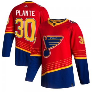 Adult Authentic St. Louis Blues Jacques Plante Red 2020/21 Reverse Retro Official Adidas Jersey