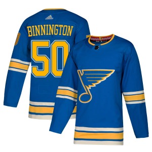 Adult Authentic St. Louis Blues Jordan Binnington Blue Alternate Official Adidas Jersey