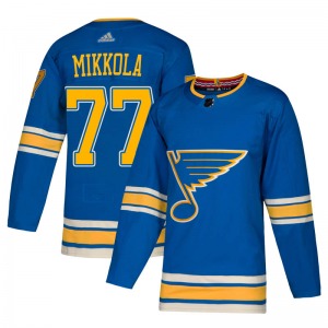 Adult Authentic St. Louis Blues Niko Mikkola Blue Alternate Official Adidas Jersey
