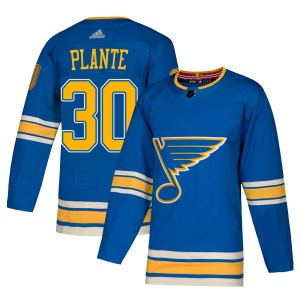 Adult Authentic St. Louis Blues Jacques Plante Blue Alternate Official Adidas Jersey