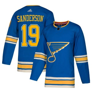 Adult Authentic St. Louis Blues Derek Sanderson Blue Alternate Official Adidas Jersey