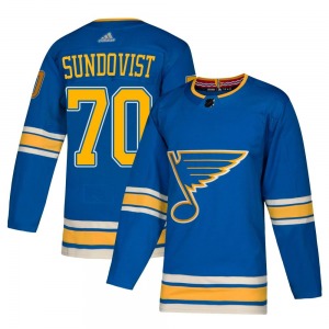 Adult Authentic St. Louis Blues Oskar Sundqvist Blue Alternate Official Adidas Jersey