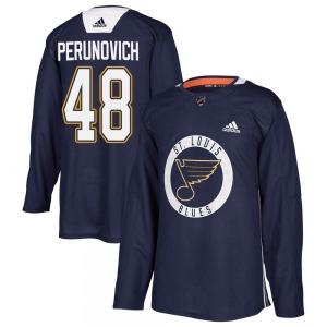 Youth Authentic St. Louis Blues Scott Perunovich Blue Practice Official Adidas Jersey