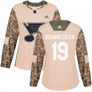Women's Authentic St. Louis Blues Jay Bouwmeester Camo Veterans Day Practice Official Adidas Jersey