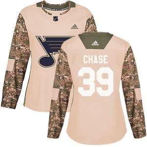 Women's Authentic St. Louis Blues Kelly Chase Camo Veterans Day Practice Official Adidas Jersey