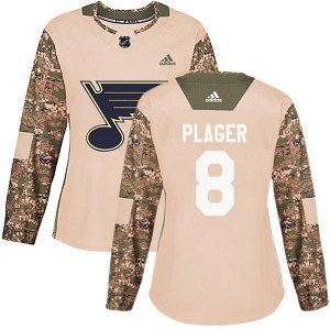 Women's Authentic St. Louis Blues Barclay Plager Camo Veterans Day Practice Official Adidas Jersey