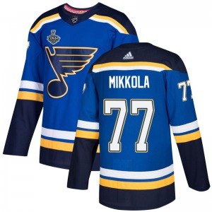 Adult Authentic St. Louis Blues Niko Mikkola Blue Home 2019 Stanley Cup Final Bound Official Adidas Jersey