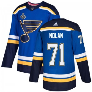 Adult Authentic St. Louis Blues Jordan Nolan Blue Home 2019 Stanley Cup Final Bound Official Adidas Jersey