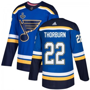 Adult Authentic St. Louis Blues Chris Thorburn Blue Home 2019 Stanley Cup Final Bound Official Adidas Jersey