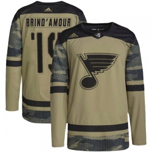 Youth Authentic St. Louis Blues Rod Brind'amour Camo Rod Brind'Amour Military Appreciation Practice Official Adidas Jersey
