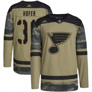 Youth Authentic St. Louis Blues Joel Hofer Camo Military Appreciation Practice Official Adidas Jersey