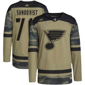 Youth Authentic St. Louis Blues Oskar Sundqvist Camo Military Appreciation Practice Official Adidas Jersey