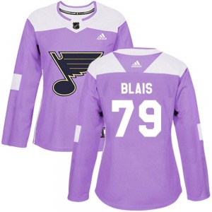 Women's Authentic St. Louis Blues Sammy Blais Purple Hockey Fights Cancer Official Adidas Jersey