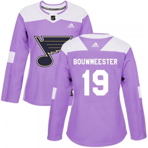 Women's Authentic St. Louis Blues Jay Bouwmeester Purple Hockey Fights Cancer Official Adidas Jersey
