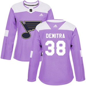 Women's Authentic St. Louis Blues Pavol Demitra Purple Hockey Fights Cancer Official Adidas Jersey