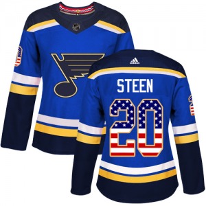 Women's Authentic St. Louis Blues Alexander Steen Blue USA Flag Fashion Official Adidas Jersey
