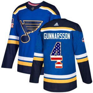 Youth Authentic St. Louis Blues Carl Gunnarsson Blue USA Flag Fashion Official Adidas Jersey