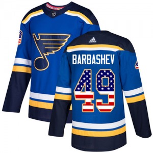 Youth Authentic St. Louis Blues Ivan Barbashev Blue USA Flag Fashion Official Adidas Jersey