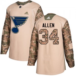 Youth Authentic St. Louis Blues Jake Allen Camo Veterans Day Practice Official Adidas Jersey
