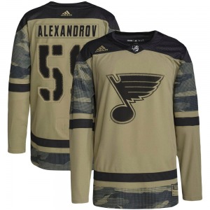 Adult Authentic St. Louis Blues Nikita Alexandrov Camo Military Appreciation Practice Official Adidas Jersey