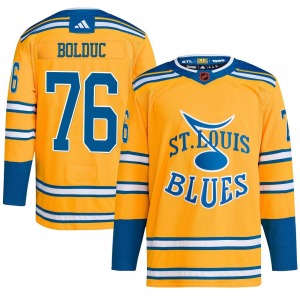 Adult Authentic St. Louis Blues Zack Bolduc Yellow Reverse Retro 2.0 Official Adidas Jersey