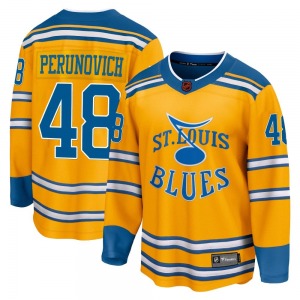 Youth Breakaway St. Louis Blues Scott Perunovich Yellow Special Edition 2.0 Official Fanatics Branded Jersey