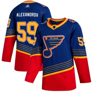 Adult Authentic St. Louis Blues Nikita Alexandrov Blue 2019/20 Official Adidas Jersey