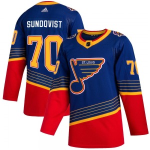 Adult Authentic St. Louis Blues Oskar Sundqvist Blue 2019/20 Official Adidas Jersey