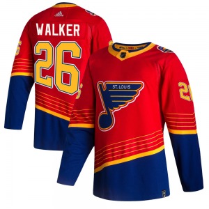 Adult Authentic St. Louis Blues Nathan Walker Red 2020/21 Reverse Retro Official Adidas Jersey