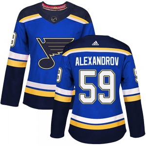 Women's Authentic St. Louis Blues Nikita Alexandrov Blue Home Official Adidas Jersey