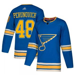 Adult Authentic St. Louis Blues Scott Perunovich Blue Alternate Official Adidas Jersey