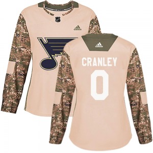 Women's Authentic St. Louis Blues Will Cranley Camo Veterans Day Practice Official Adidas Jersey