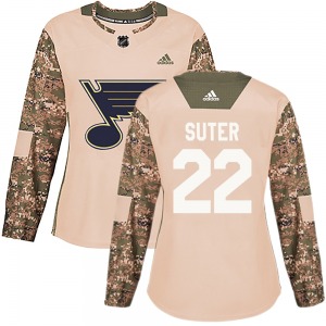 Women's Authentic St. Louis Blues Ryan Suter Camo Veterans Day Practice Official Adidas Jersey