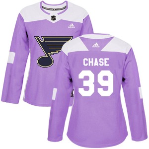 Women's Authentic St. Louis Blues Kelly Chase Purple Hockey Fights Cancer Official Adidas Jersey